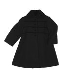 Velvet-Trim Wool-Blend Coat, Black, Size 4-6X
