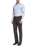 Twill Trofeo Wool Flat-Front Trousers, Charcoal