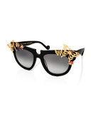 Ladybird Cat-Eye Sunglasses, Black