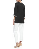 3/4-Sleeve Embroidered Tunic, Petite 
