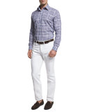 Straight-Leg Denim Jeans, White