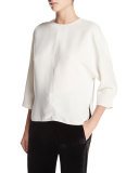 Open-Back Crewneck Top, Chalk