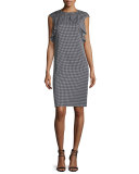 Simple Dot-Print Flounce Dress, Caviar/Bianco