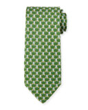 Elephant on Bicycle Silk Tie, Green