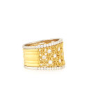 18K White & Yellow Gold Floral Filigree Ring with Diamonds, 1.15 TDW, Size 7