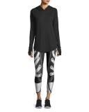 Laces Out Athletic Leggings, Black/White