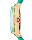 Cape Green Topaz Watch with Silicone Strap, Yellow Golden