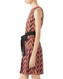 Chevron Print Pleated Dress
