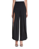 Larissa Layered Wide-Leg Pants, Black