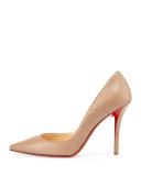 Apostrophy Pointed Red Sole Pump, Nude
