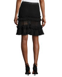 Ruffle Crochet Tiered Mini Skirt, Black