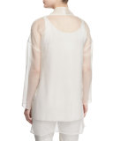 Long Washed Silk Organza Jacket, Plus Size