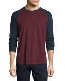 Long-Sleeve Baseball T-Shirt, Oxblood/Coastal