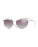 Josa Mirrored Cat-Eye Sunglasses, Silver