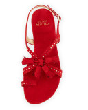Flapagain Suede Tassel Flat Sandal, Red