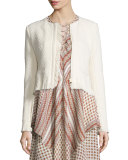 Chevron Fringe Cropped Jacket, Cream