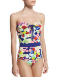 Drop-Print One-Piece Bandeau Swimsuit