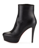 Bianca Leather 120mm Red Sole Bootie, Black