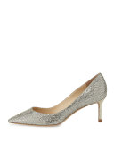 Romy Glitter Pointed-Toe 60mm Pump, Champagne
