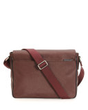 Saffiano Leather Messenger Bag, Brown