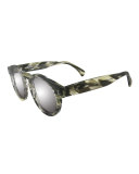 Leonard Round Sunglasses, Black/White