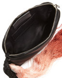 Satin Tassel Detail Wristlet, Black/Multi