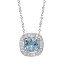 Mini Rosetta Aquamarine & Diamond Pendant Necklace