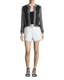 Belted Mid-Rise Shorts, White