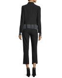 Cropped Shrunken Crepe Jacket, Black