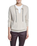 Cashmere Sweater W/Monili Tie, Grain