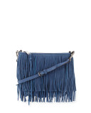 Finn Leather Fringe Crossbody Bag, Dusty Blue