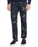 Graduate Camo-Print Jeans, Blue Pattern