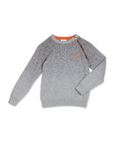 Ombre Melange Raglan Sweater, Gray, Size 4-12