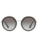 Trimmed Gradient Round Sunglasses