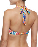 Santorini Banana-Leaf Printed Halter Swim Top