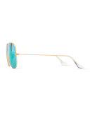 Aviator Sunglasses with Flash Lenses, Gold/Green Mirror