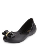 Queen Balk Peep-Toe Jelly Flat, Black, Youth