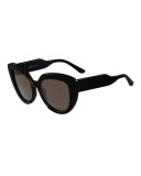 Prisma Two-Tone Cat-Eye Sunglasses, Black/Brown