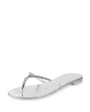 Nuvorock Crystal Flat Thong Sandal, Argento 