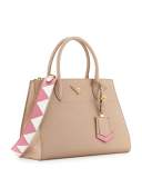 Saffiano Greca Medium Double-Zip Galleria Tote Bag