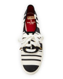 triple kick striped canvas sneaker, black