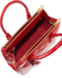 Saffiano Vernice Mini Double-Zip Tote Bag, Red (Rosso)