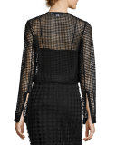 Chain Lace Cropped Jacket, Black