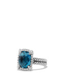 9mm Châtelaine Ring with Diamonds in Blue Topaz