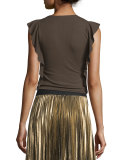 Brittney Ruffled V-Neck Top
