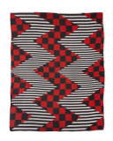 Zig Zag Check & Stripe Voile Scarf, Black/Red
