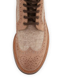 Suede & Felt Lace-Up Hiking Boot