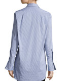 Emile Striped Button-Front Shirt, Navy