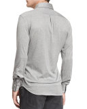Long-Sleeve Stretch-Knit Shirt, Gray