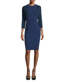 Sleeveless Jewel-Neck Sheath Dress, Indigo
